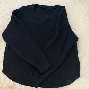 Navy waffle knit Long Sleeve Top